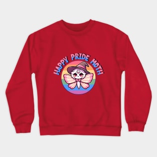 Happy Pride Moth Pun LGBTQ Cute Kawaii Witch Animal Crewneck Sweatshirt